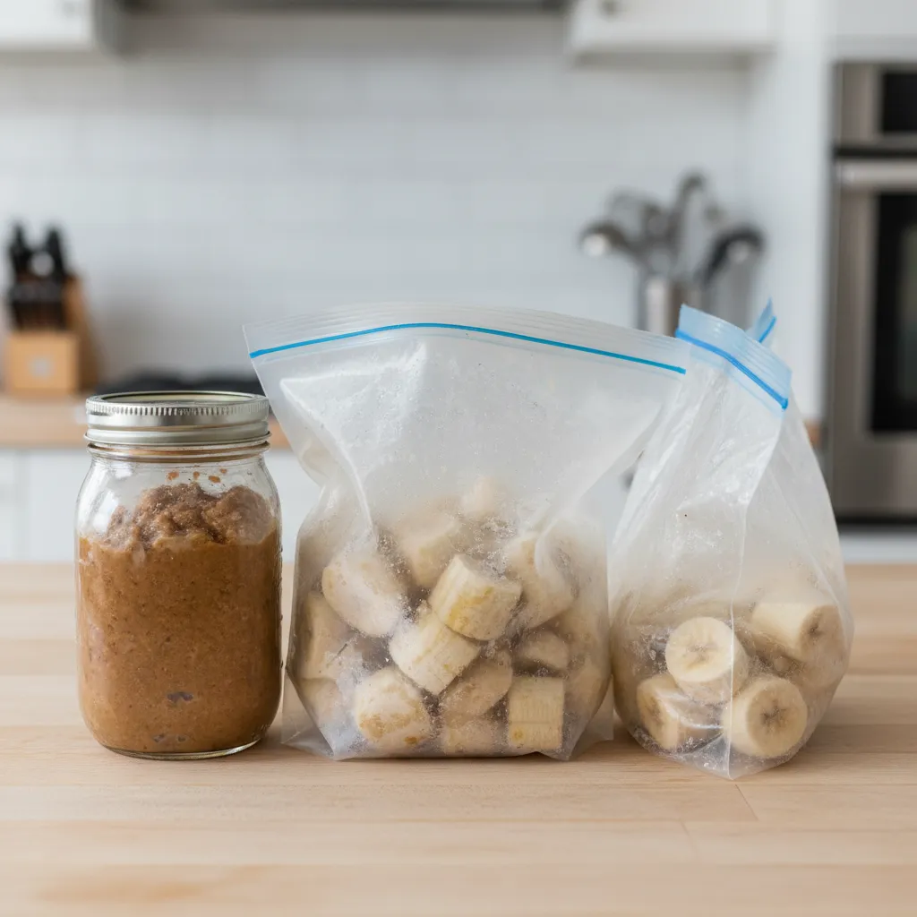Different containers for storing frozen bananas