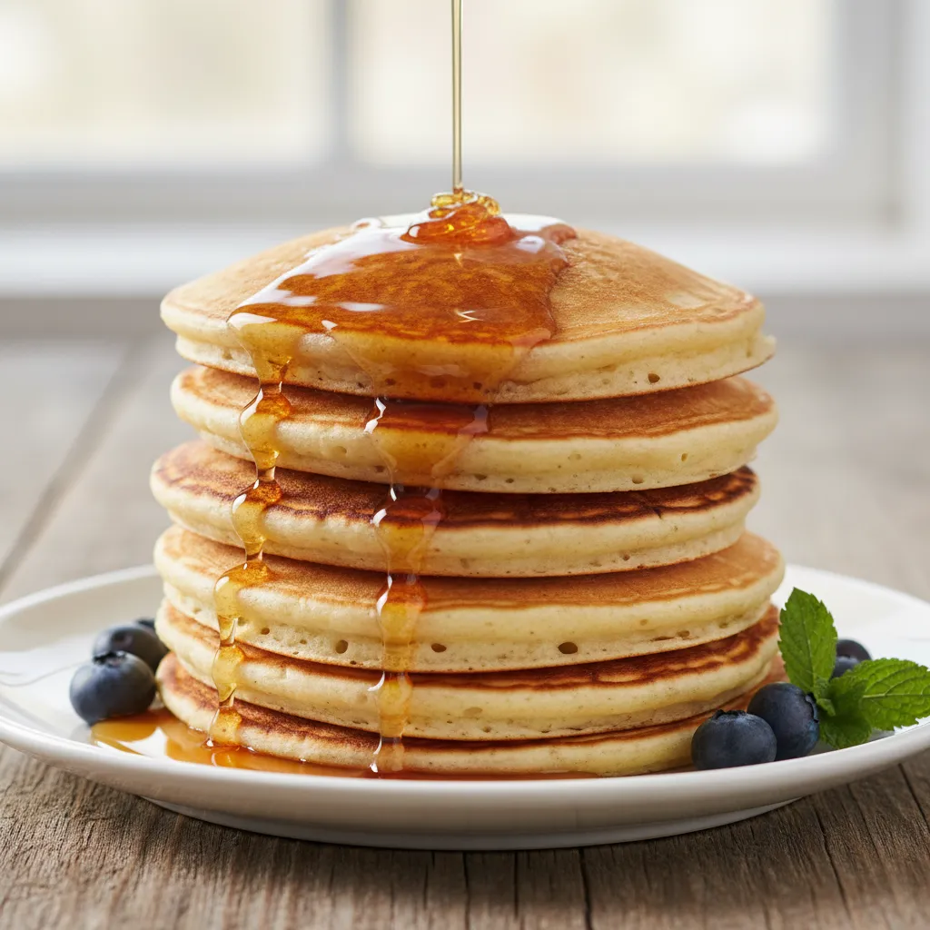 Stack of fluffy pancakes made with leftover yogurt whey
