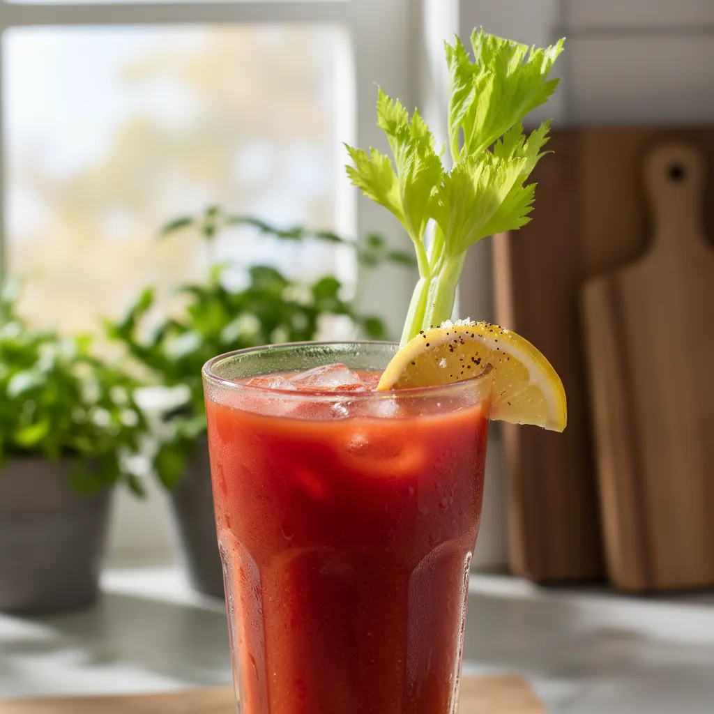Bloody Mary cocktail enhanced with tomato paste for texture