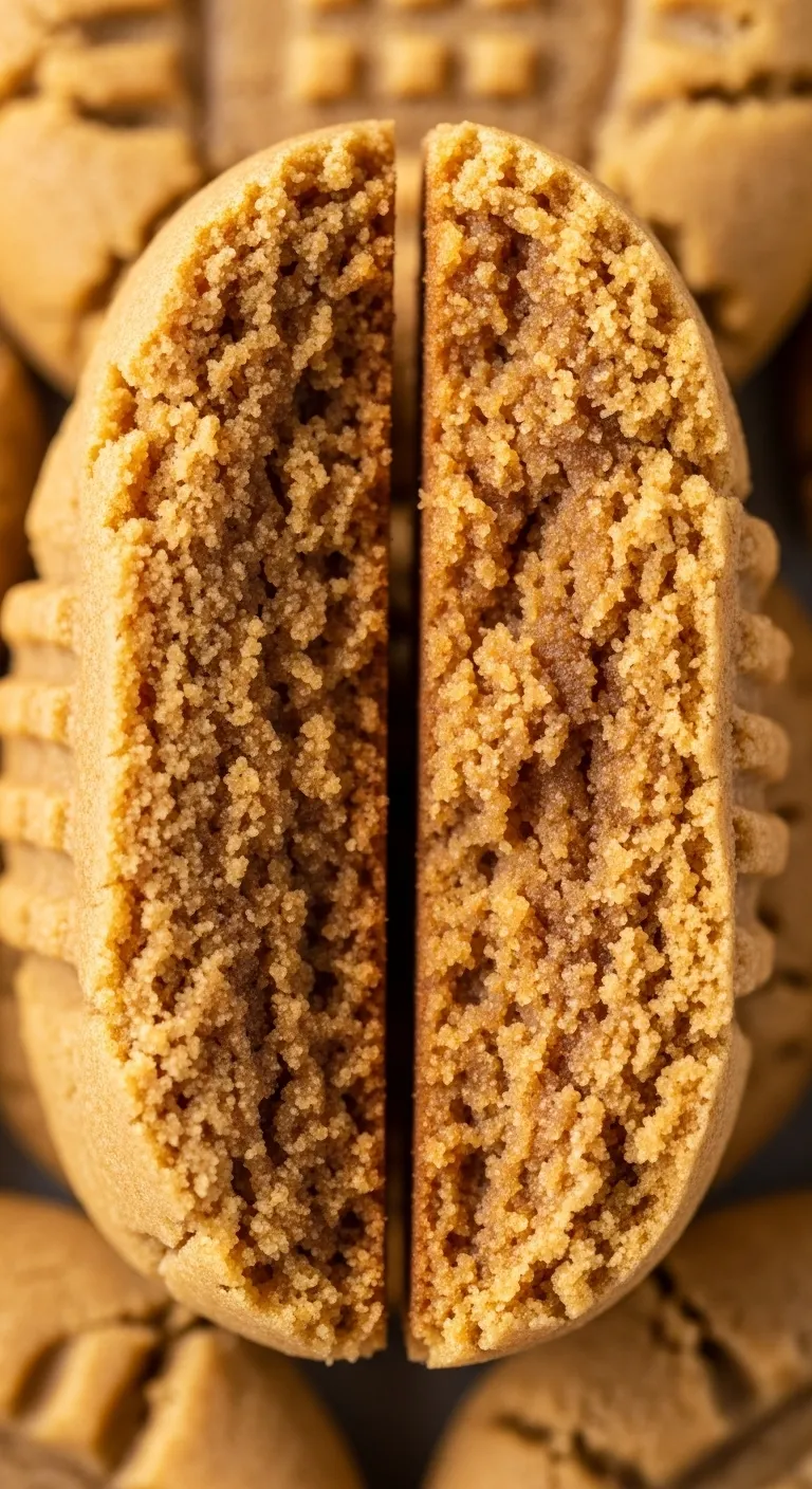 Moist and tender almond flour peanut butter cookie inside view