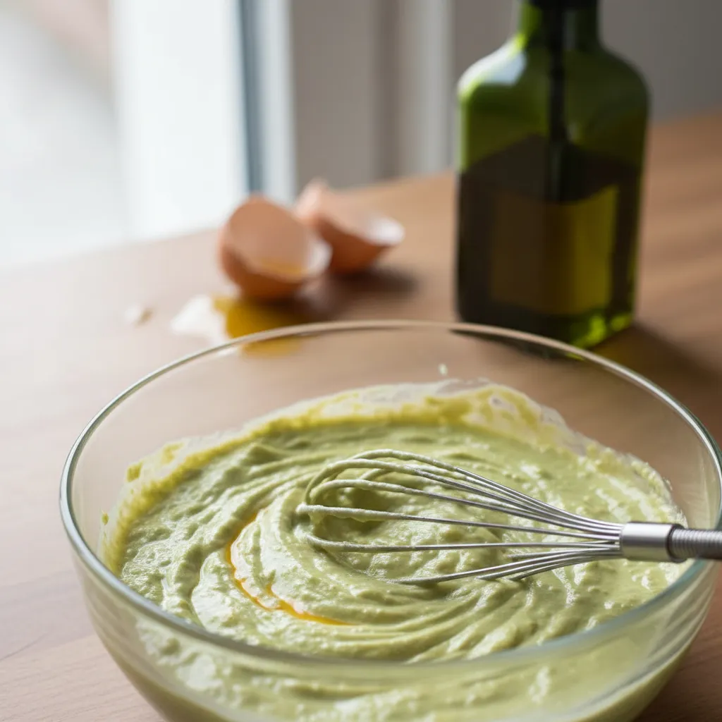 Ingredients for DIY avocado hair mask with egg and oil