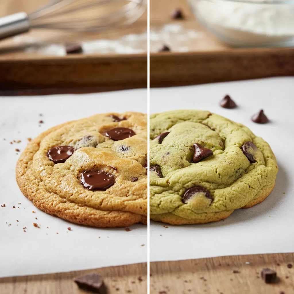 Comparison of flat butter cookie versus soft avocado cookie