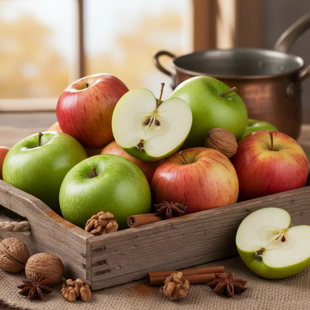 Fresh Granny Smith and Gala apples for baking