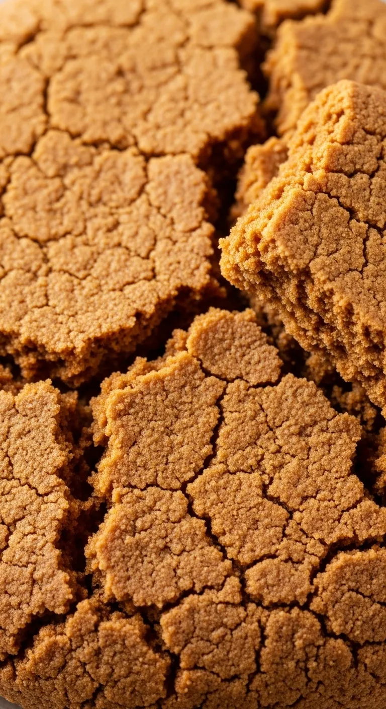 Close up texture of dry cracked gingerbread cookie