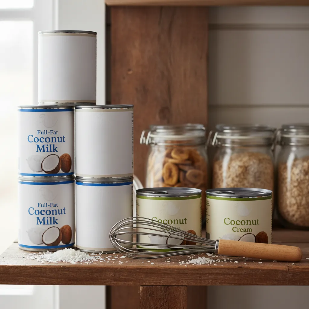 Cans of full-fat coconut milk for whipping