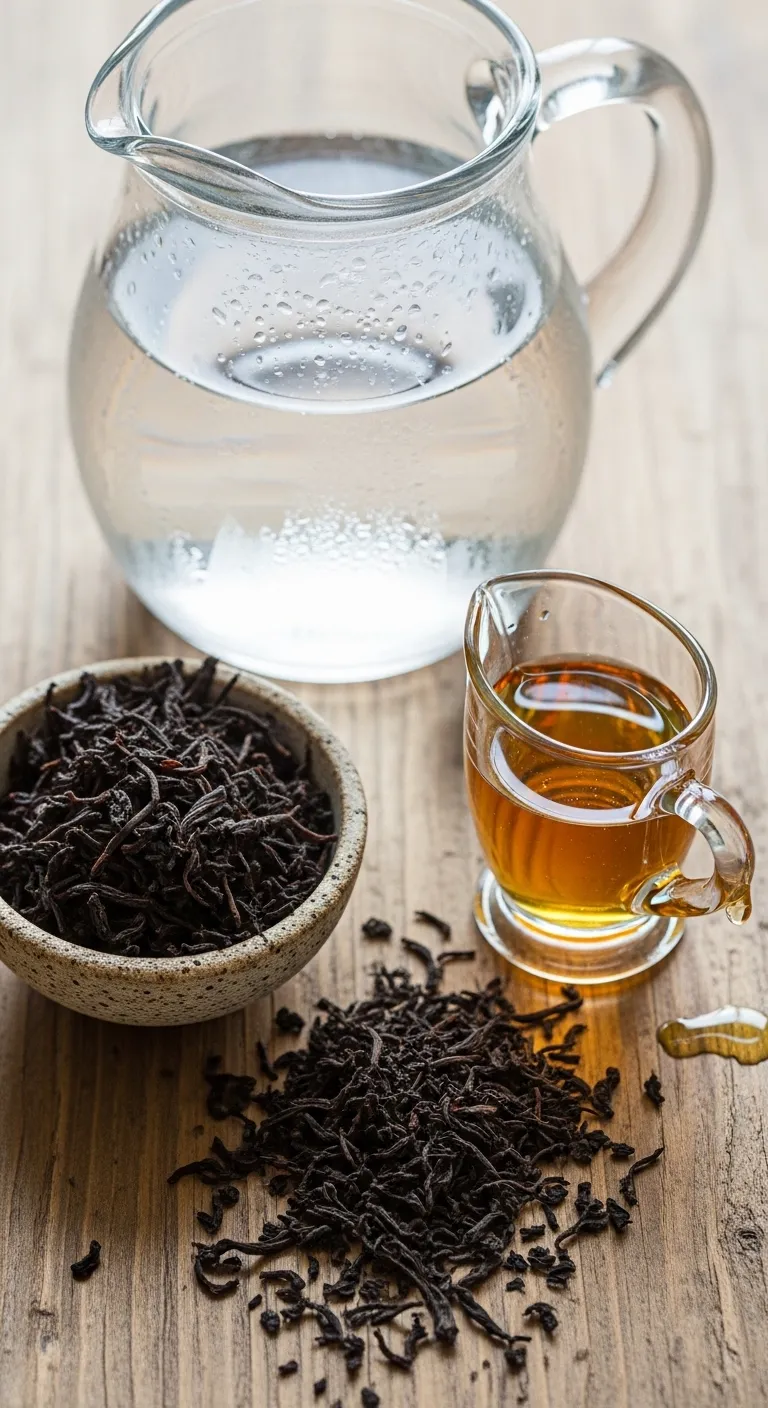 Fresh ingredients laid out for making cold-brew sweet iced tea.