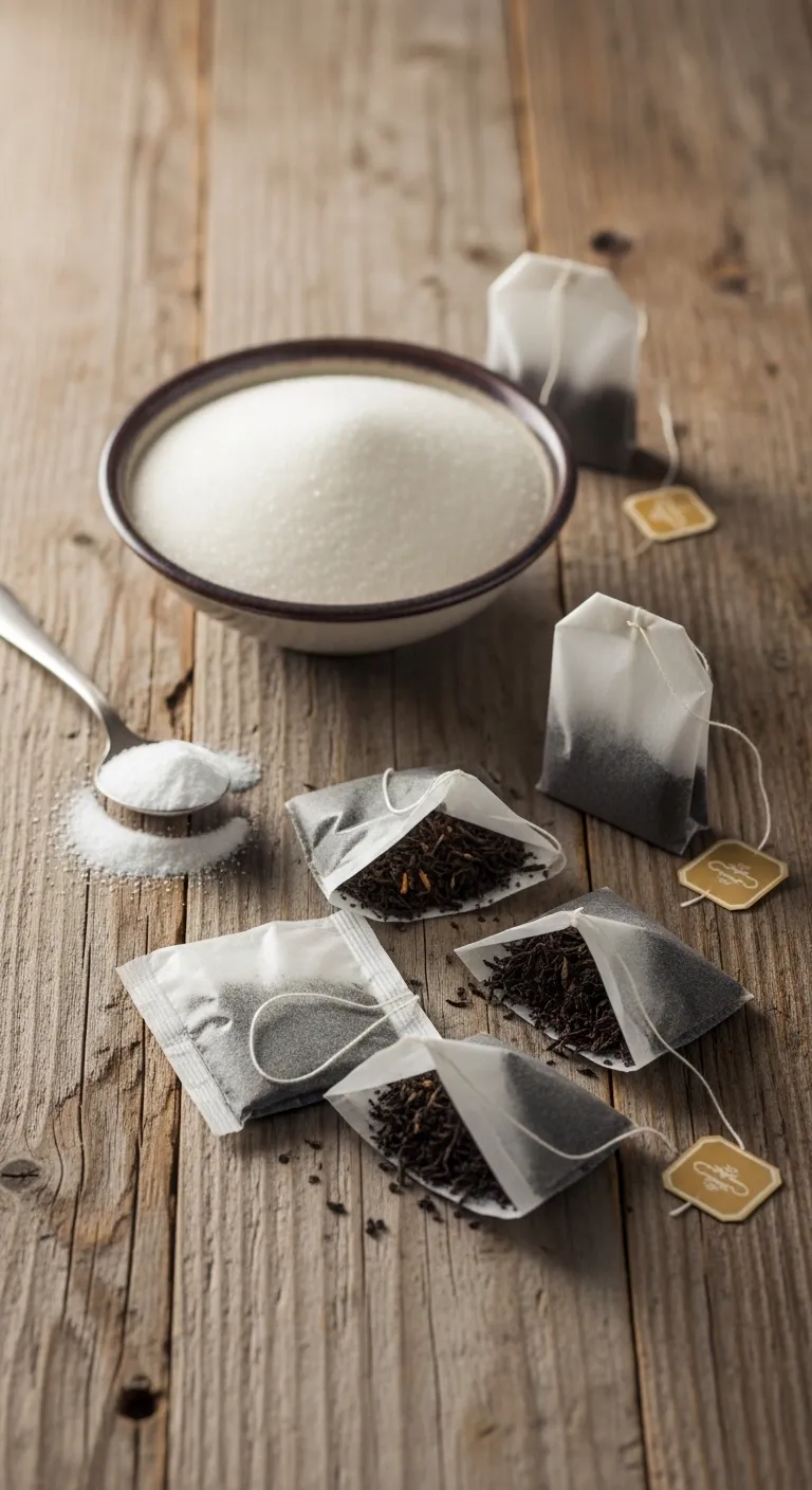 Ingredients for making sweet tea with baking soda