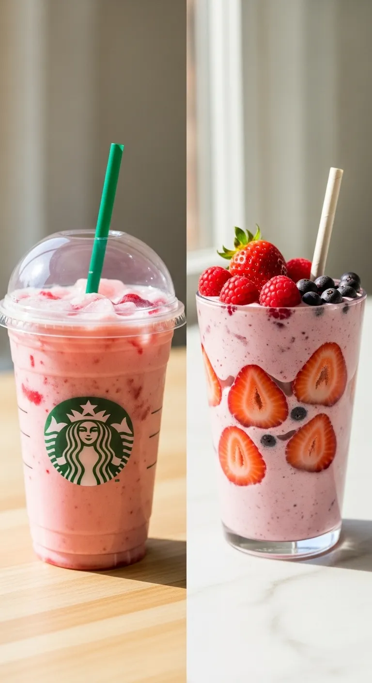 Comparison between store-bought and homemade pink drinks.