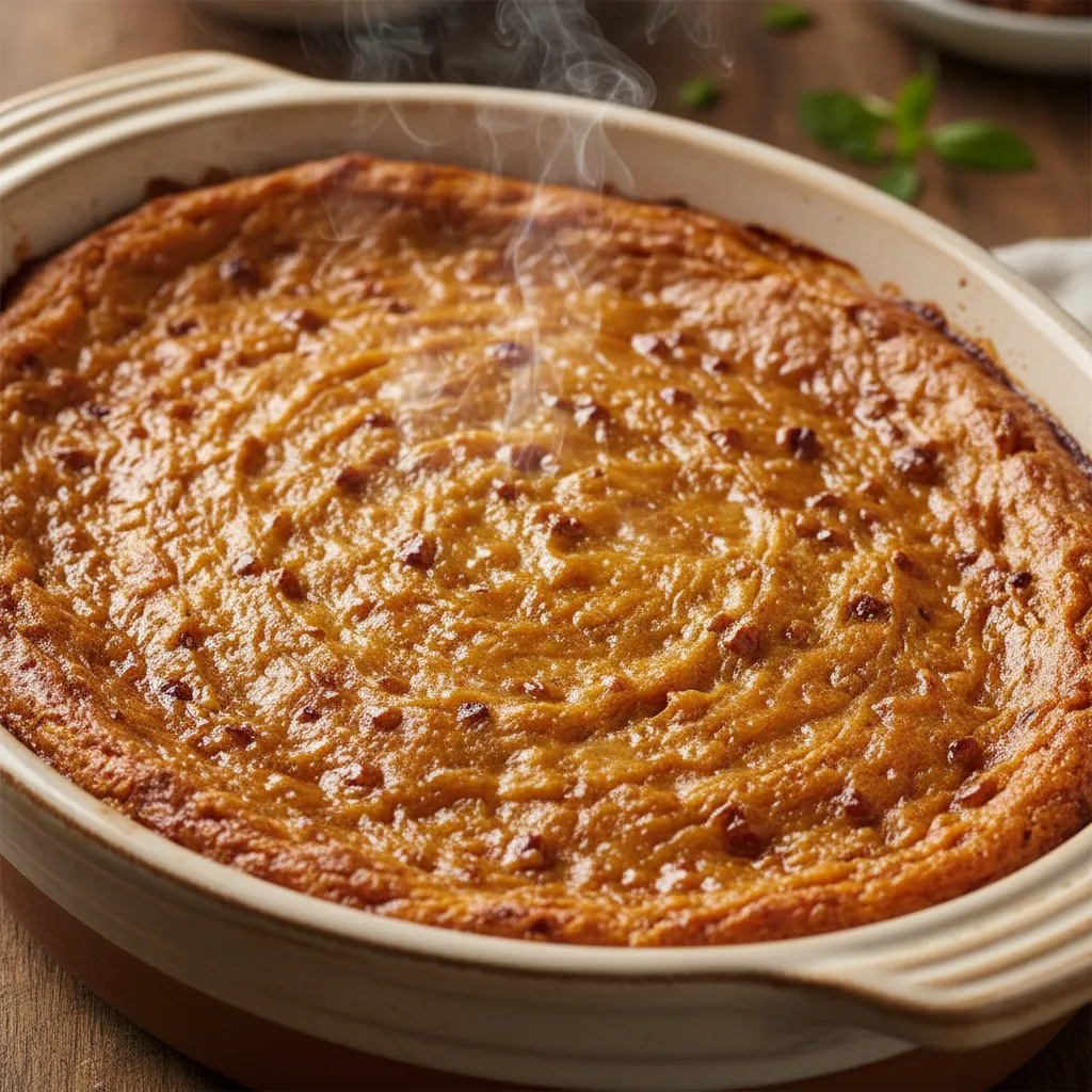 A firm and thick healthy sweet potato casserole filling