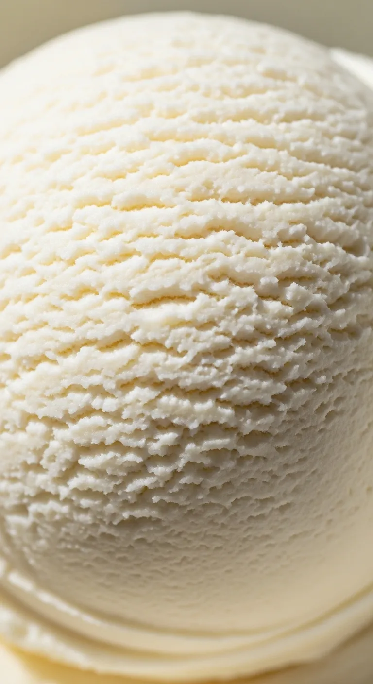 Close up of smooth creamy vanilla ice cream scoop without ice crystals