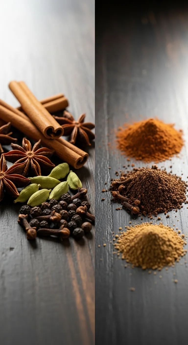 Comparison of whole spices versus ground powder for chai tea