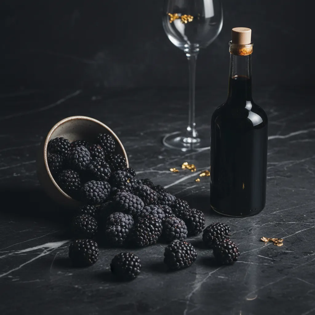 Fresh blackberries and balsamic vinegar for shrub recipe