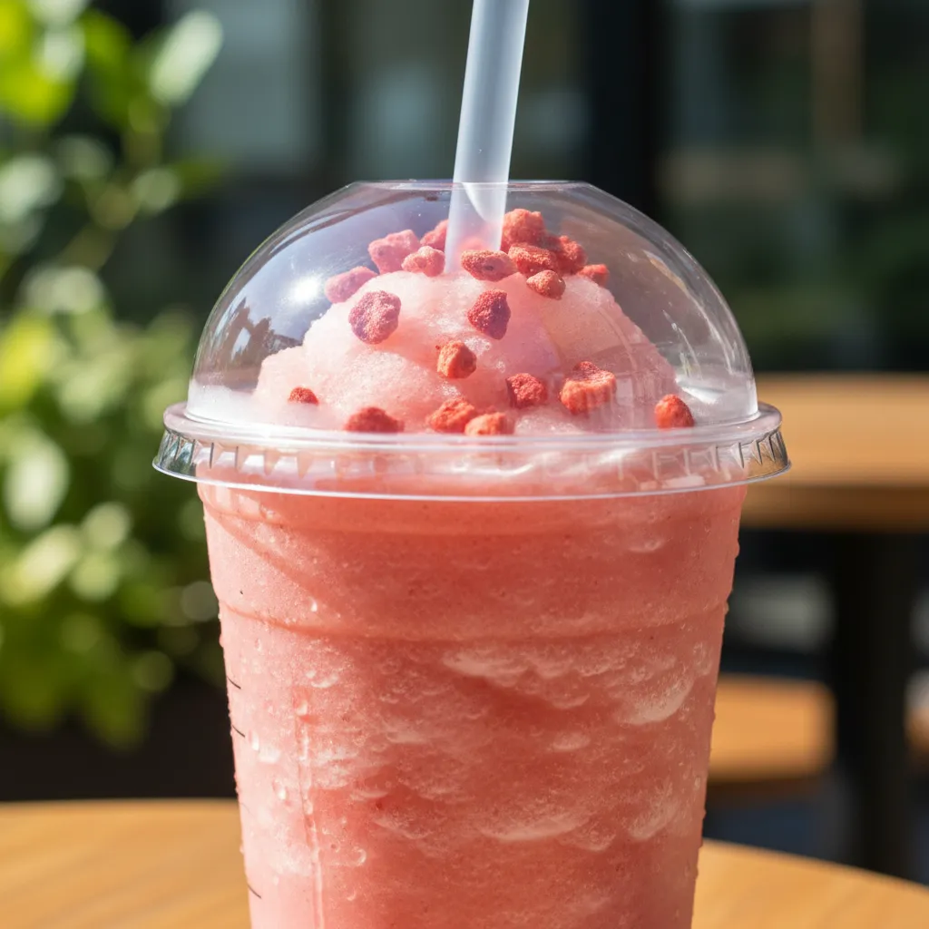 Frozen strawberry acai slushie with sugar free vanilla syrup