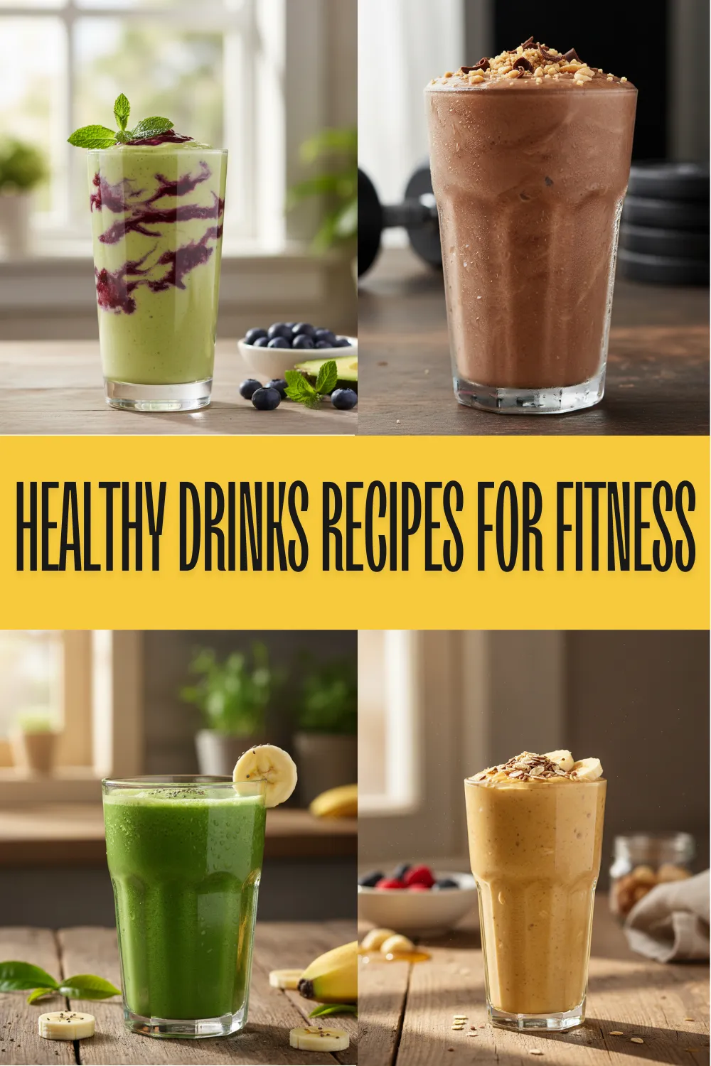 A vibrant green matcha and banana smoothie on a marble counter, representing healthy drinks recipes for smoothies fitness.