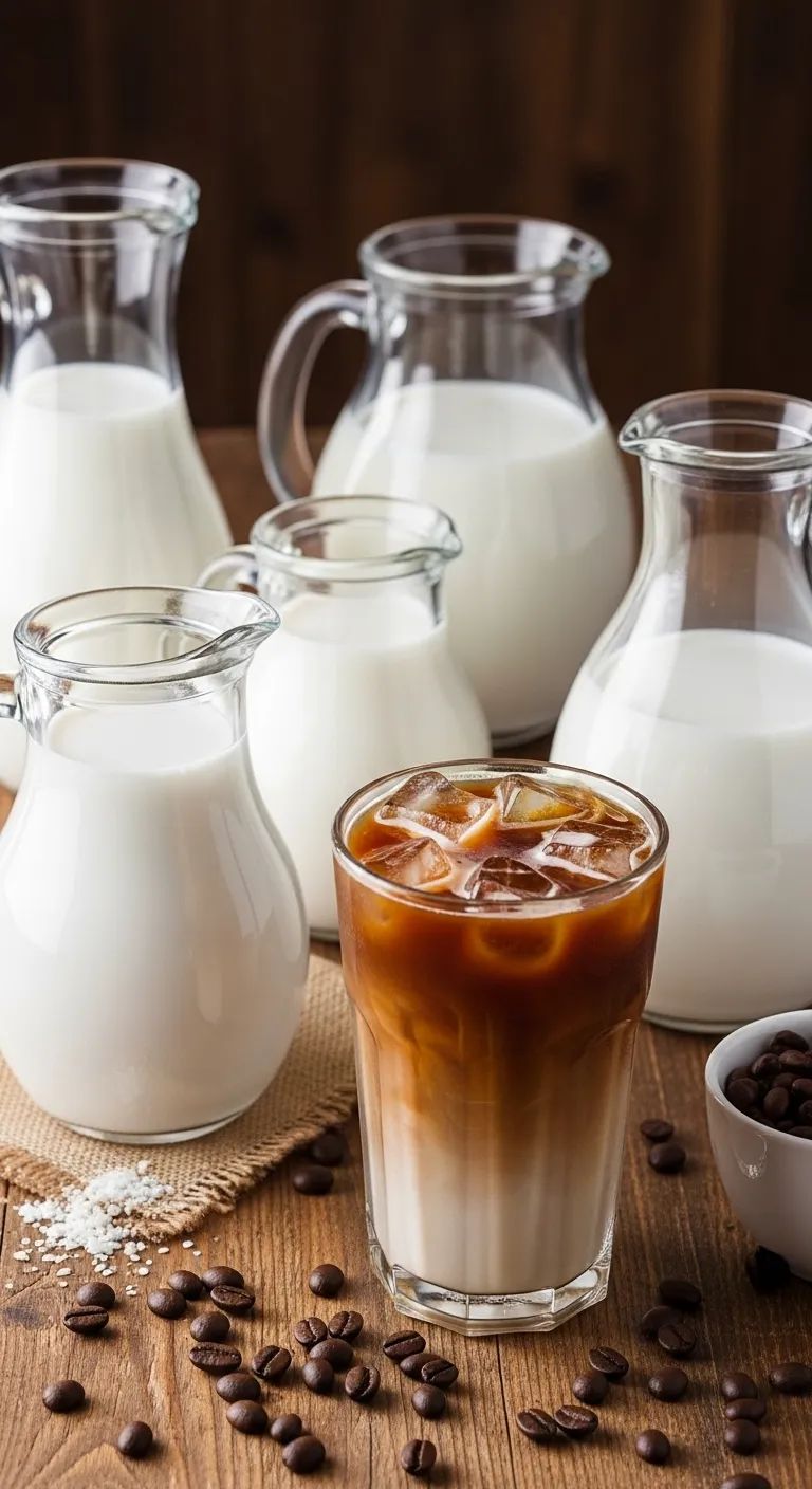 Comparison of half-and-half oat milk and almond milk for coffee