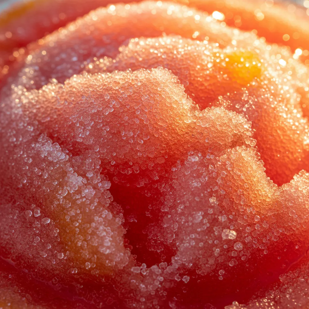 Close up view of soft ice crystals in a non alcoholic slushie showing perfect commercial texture