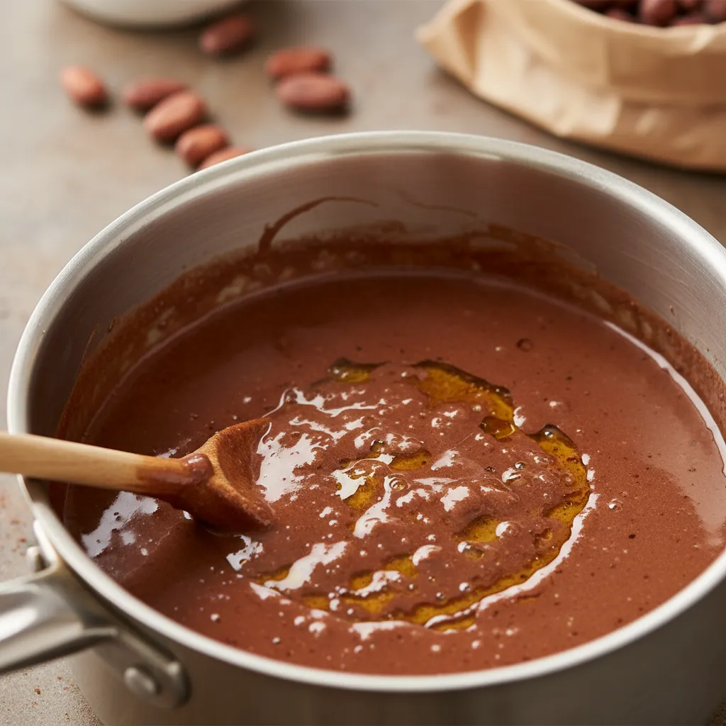 Hot chocolate with oily separation on surface