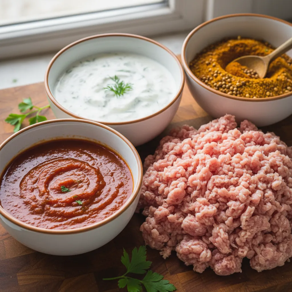 Spices and sauces for flavoring chicken meatballs