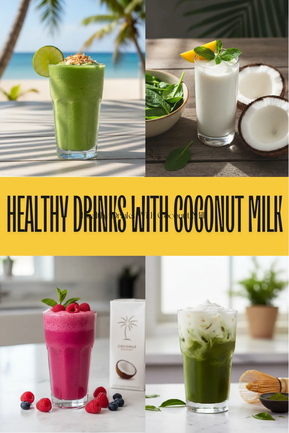 A refreshing tropical green mango smoothie made with coconut milk on a rustic table.