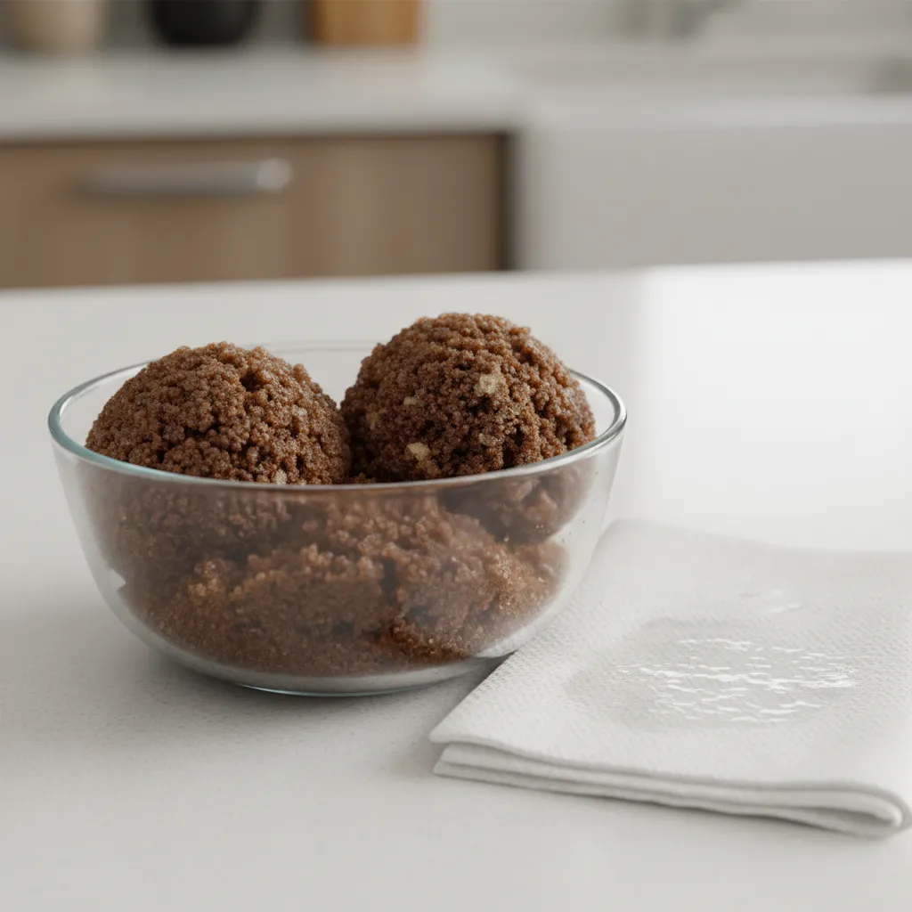 Two cups of hard brown sugar and a damp paper towel