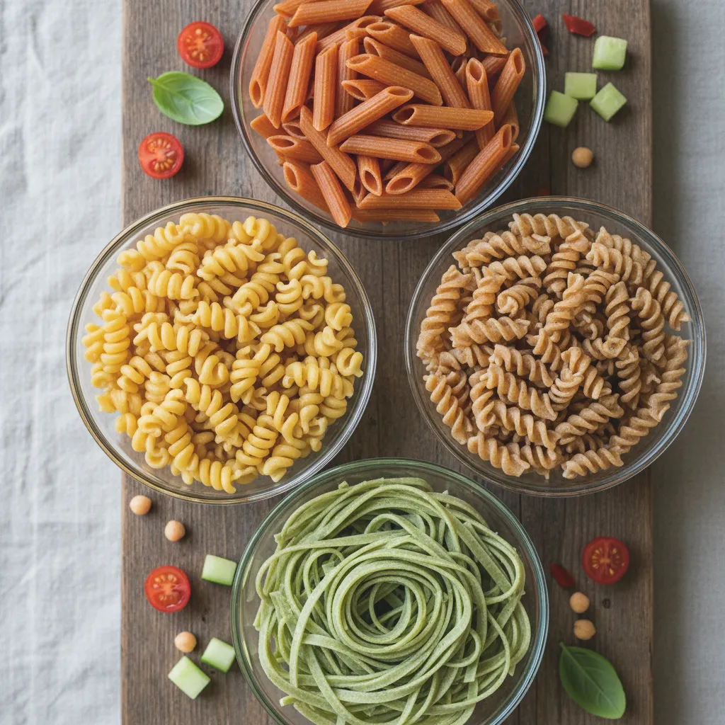 Comparison of chickpea lentil edamame and wheat pasta bowls