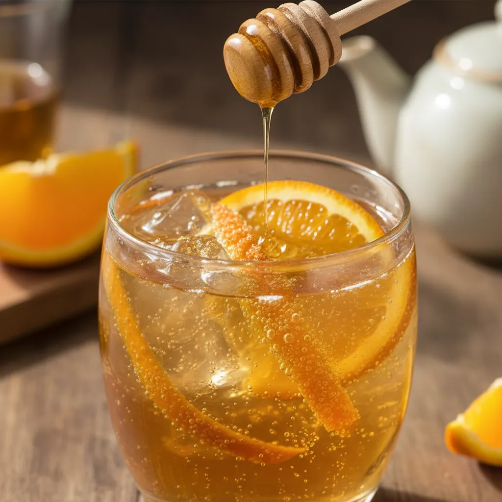 Elegant Earl Grey tea mocktail with orange and honey