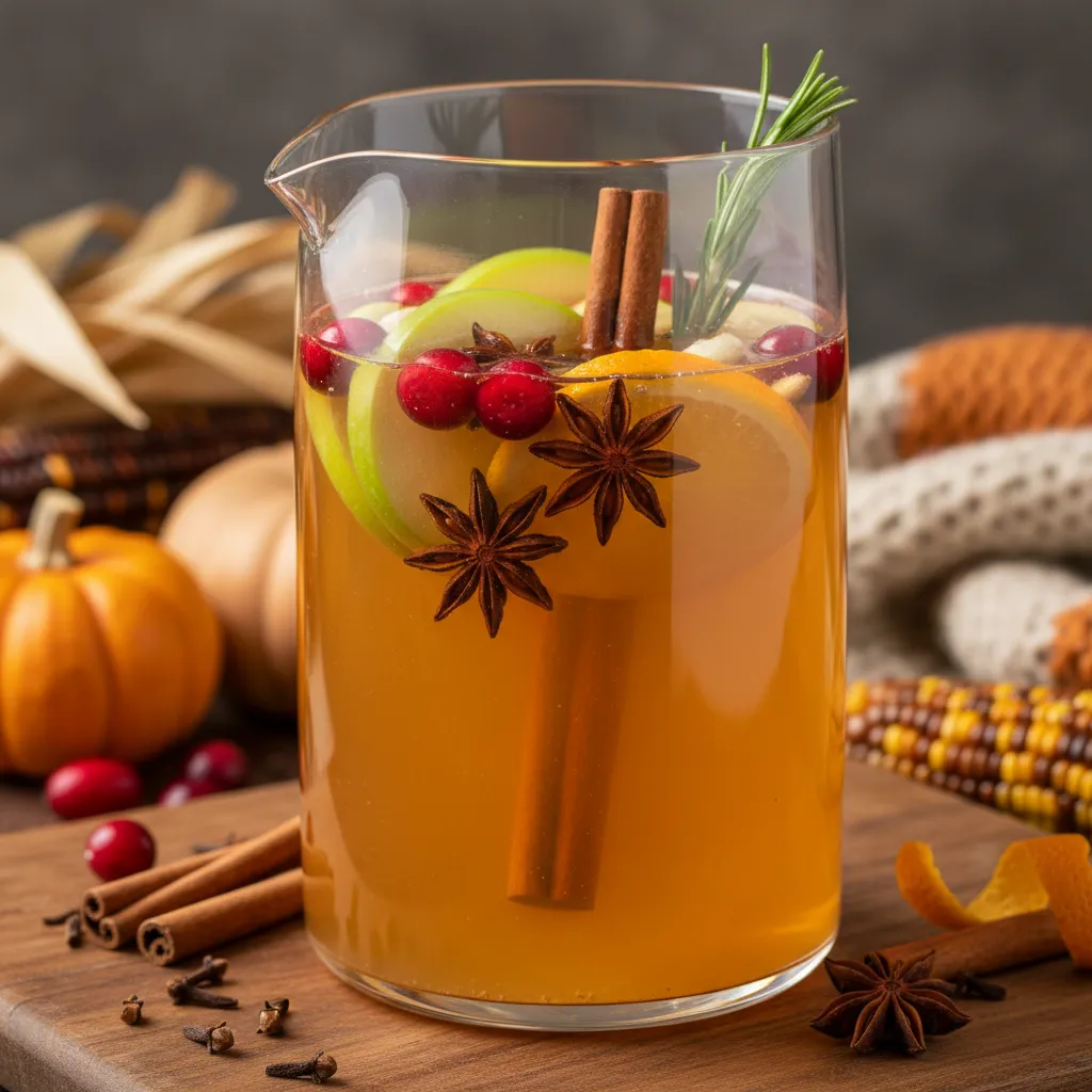 Sugar-free non-alcoholic apple cider punch with cinnamon sticks