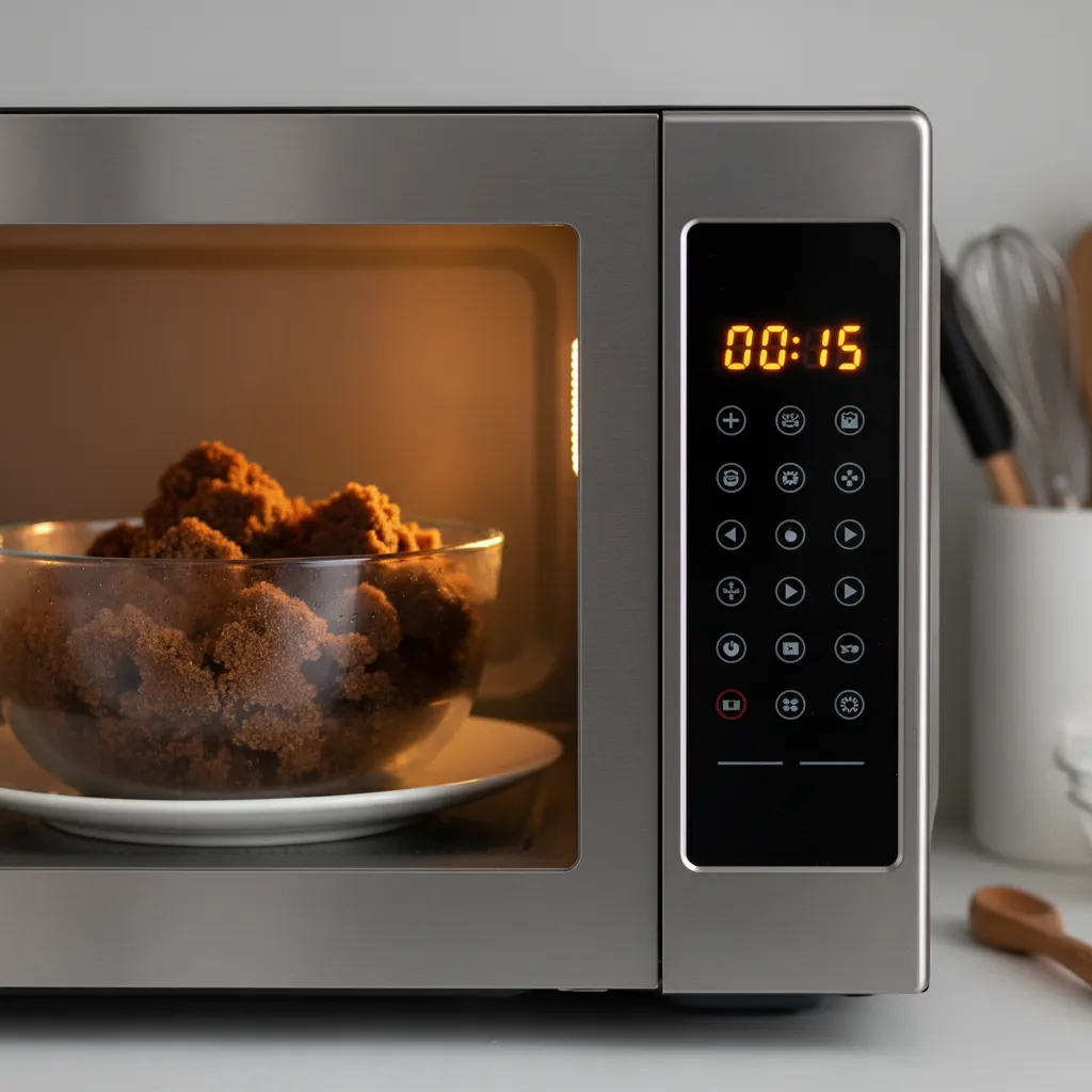 Microwave set to fifteen seconds for softening brown sugar