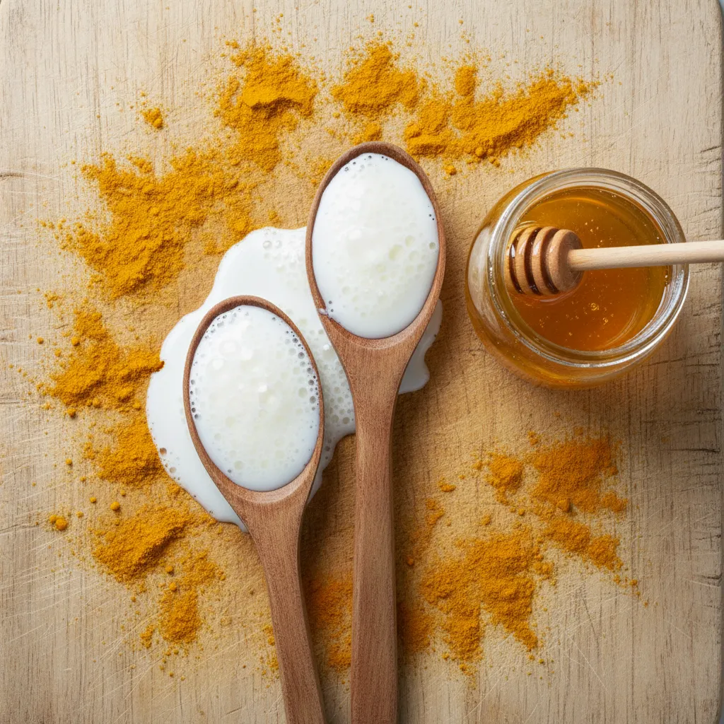 Ingredients for a homemade milk and honey face mask