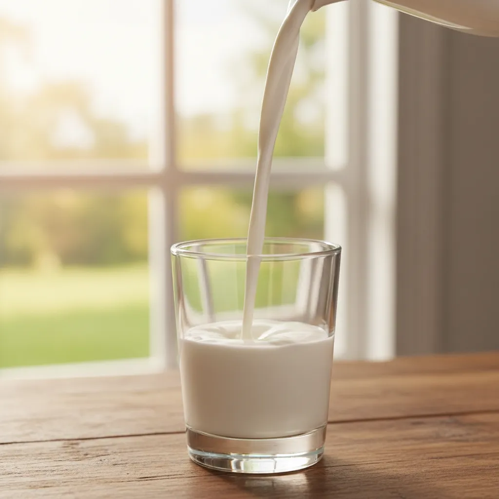 Clear glass filling with smooth and creamy fresh milk
