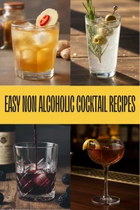 A dark amber Midnight Maple Tea-Tini mocktail with a lemon twist and star anise garnish on a bar counter.