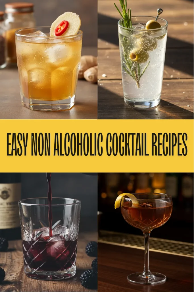 A dark amber Midnight Maple Tea-Tini mocktail with a lemon twist and star anise garnish on a bar counter.