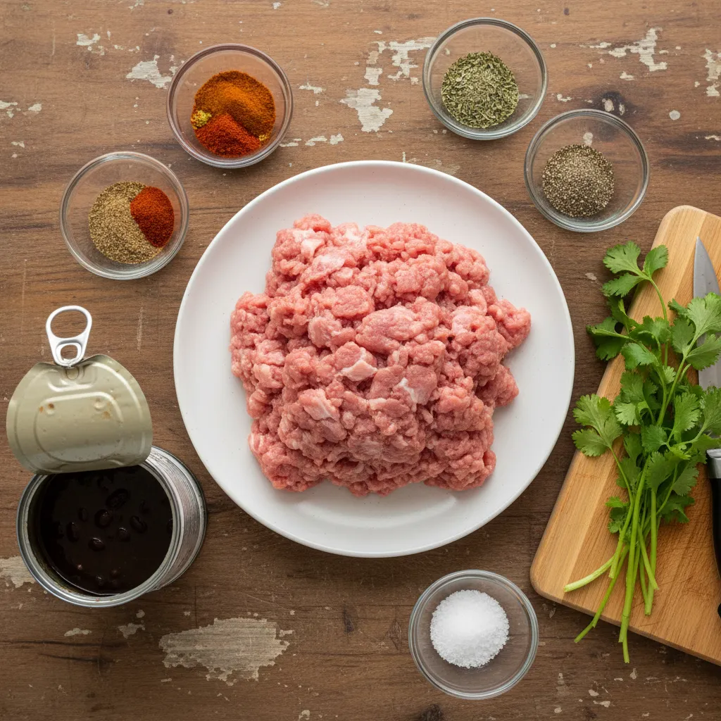 Prepared ingredients for turkey and black bean bowl