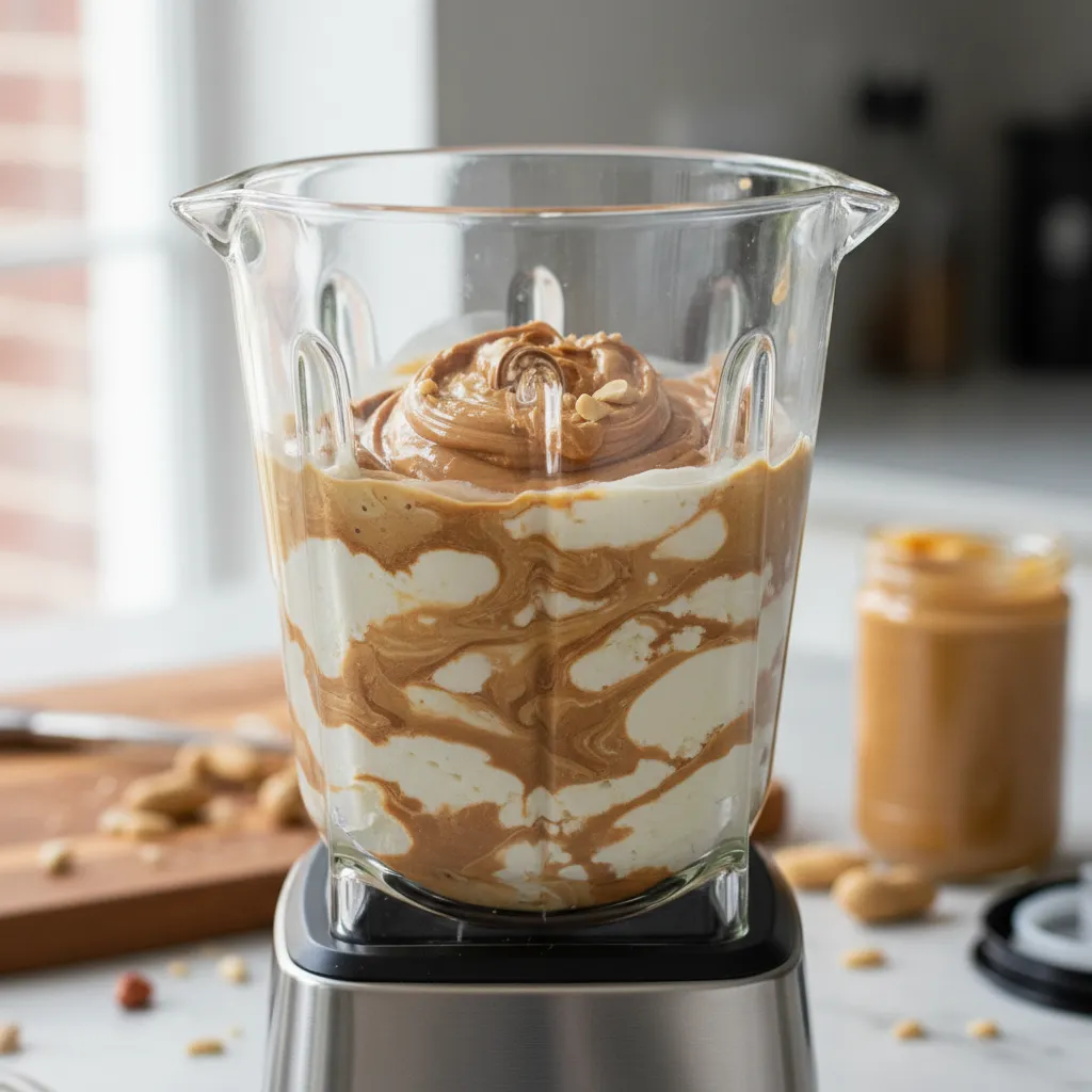 Smooth blended cottage cheese ice cream base