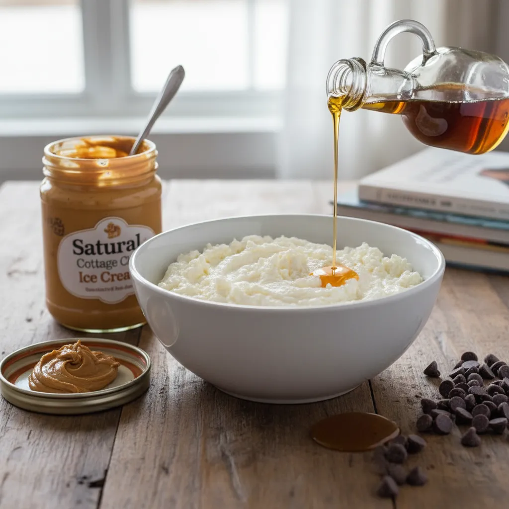 Ingredients for peanut butter cottage cheese ice cream