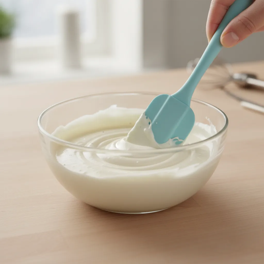 Stirring a thick paste of cornstarch and vanilla to fix runny frosting