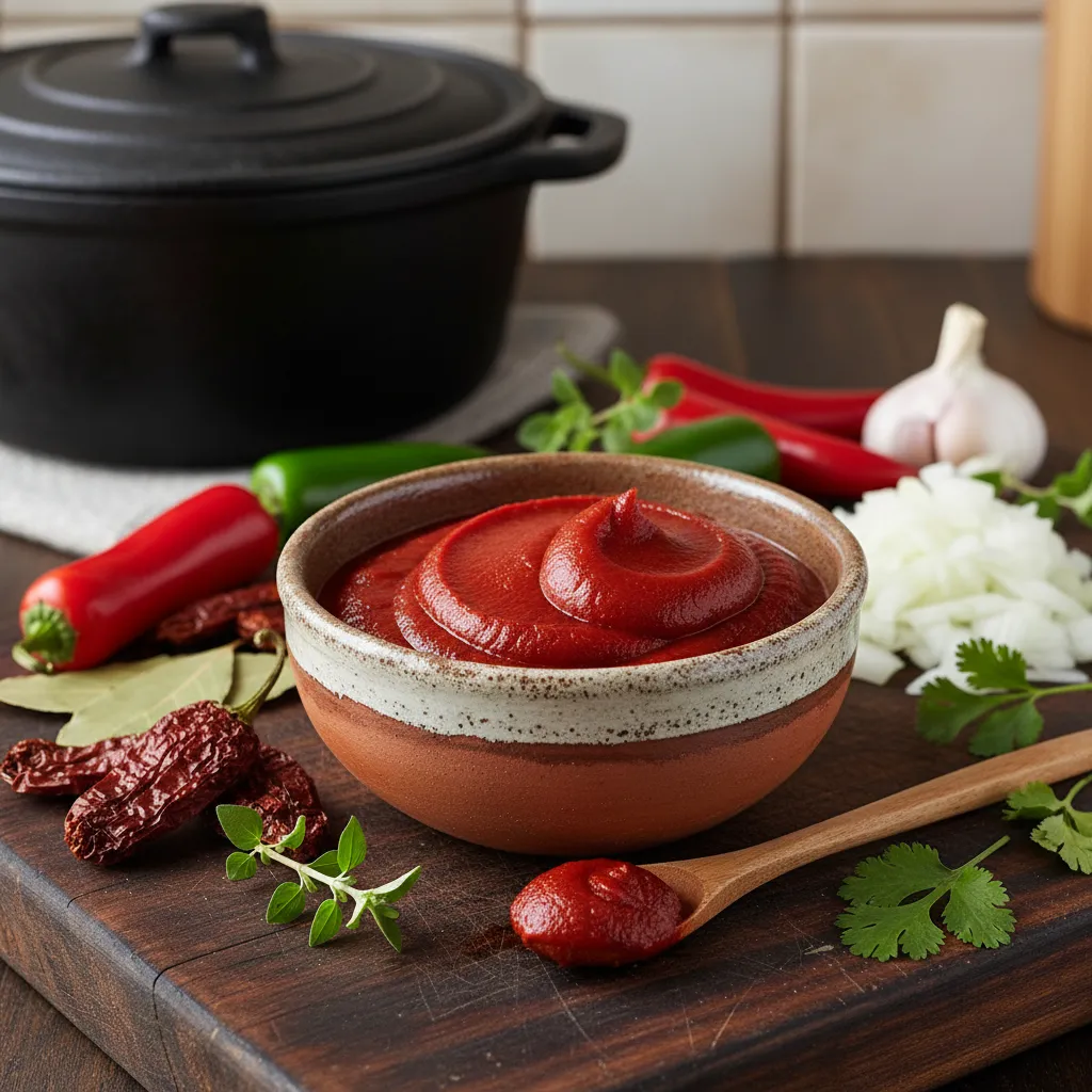 Small bowl of tomato paste ready to thicken chili